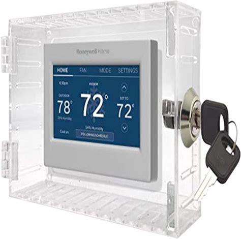 A: That term is a catchall for protective and sometimes decorative thermostat accessories, such as thermostat lock boxes and thermostat covers. You use a thermostat guard to prevent damage or to keep others from tampering with your thermostat’s temperature settings. A thermostat guard typically takes the form of a lock box, complete with a key.
